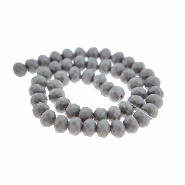 Perles de Verre à Facettes 8mm - Gris Pâle - 1 Rang 70 Perles - BD1953