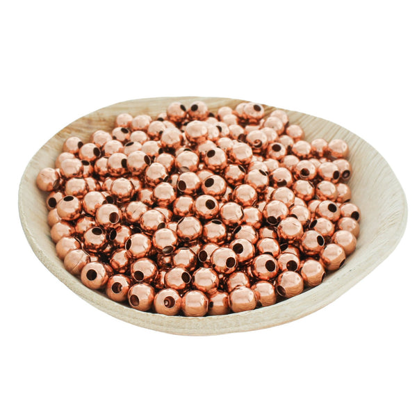 Round Spacer Beads 6mm - Rose Gold Tone - 100 Beads - GC348