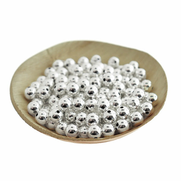 Perles intercalaires rondes 8 mm - ton argent - 50 perles - SC6210