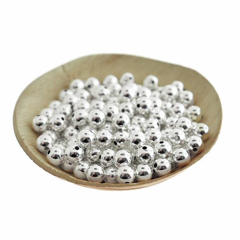 Round Spacer Beads 8mm - Silver Tone - 50 Beads - SC6210