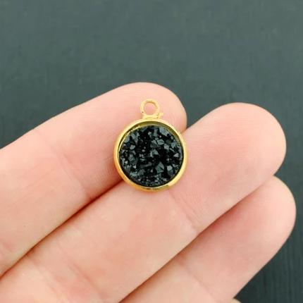4 Druzy Gold Tone and Resin Cabochon Charms - Z634