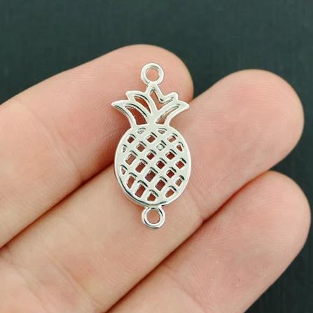 5 Pineapple Connector Silver Tone Charms 2 Sided - SC7531