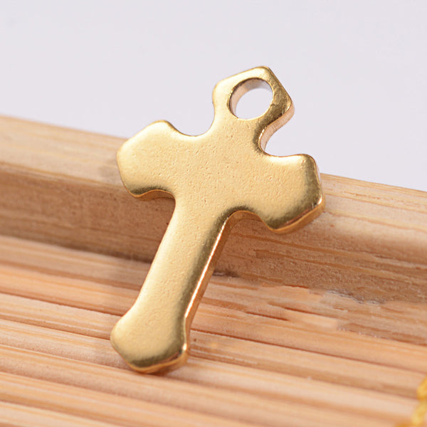 SALE Cross Stamping Blanks - Gold Stainless Steel - 15mm x 10mm - 2 Tags - MT071