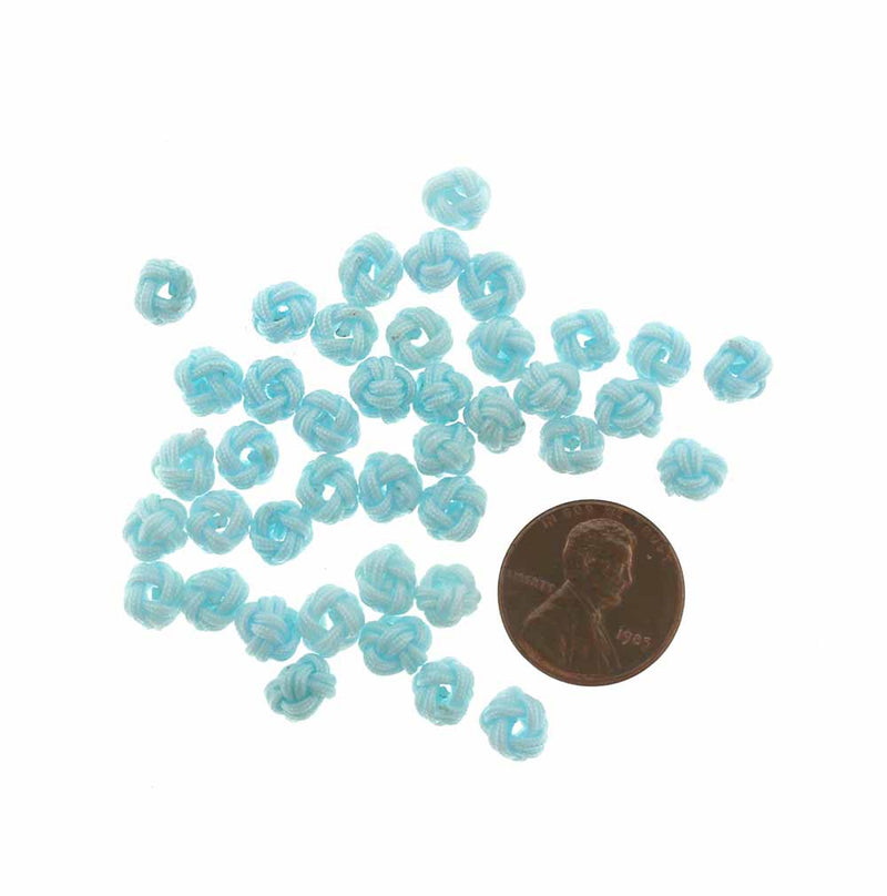 VENTE Perles rondes en polyester 5 mm x 6 mm - Bleu ciel - 20 perles - BD417
