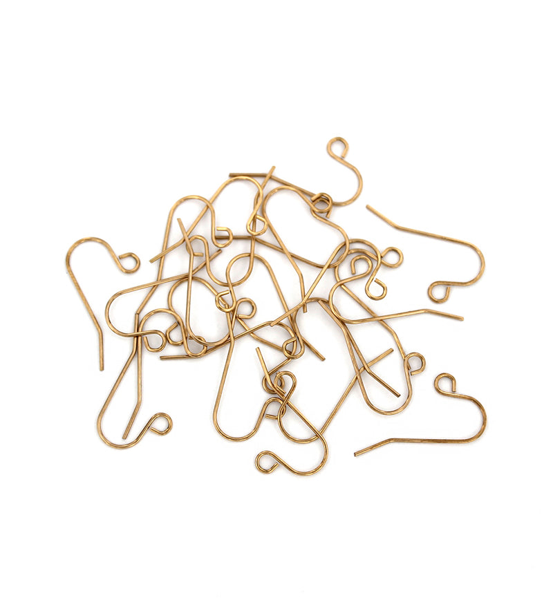 Boucles d'oreilles en acier inoxydable doré - Fils de crochet - 21,5 mm x 12 mm - 10 pièces 5 paires - FD664