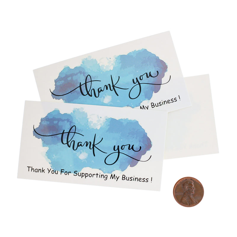 50 cartes de visite bleues de remerciement - "Merci de soutenir mon entreprise" - TL170
