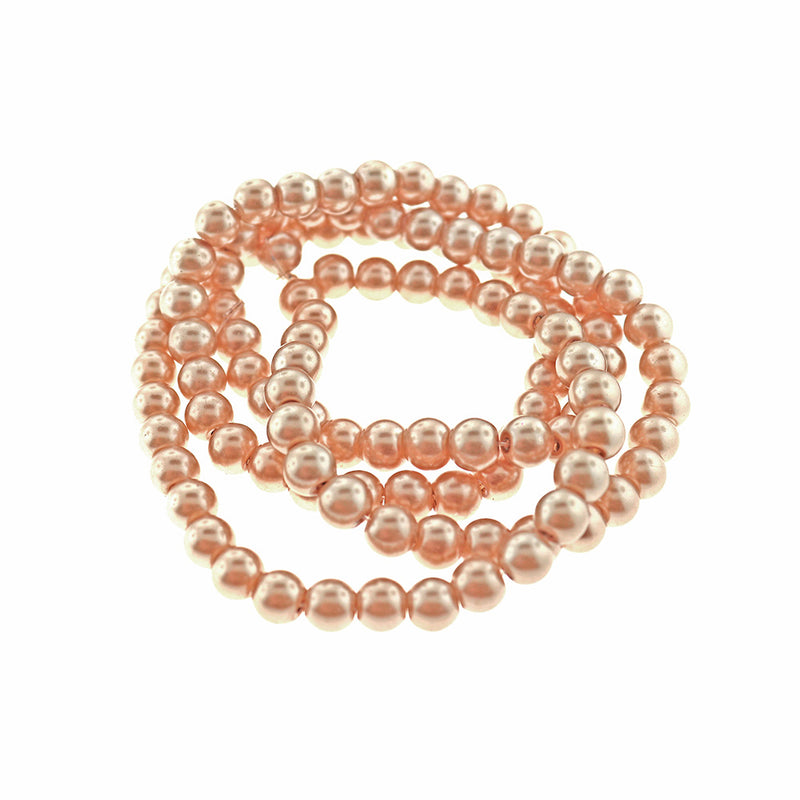 Round Glass Beads 8mm - Pearly Gold - 1 Strand 105 Beads - BD2311