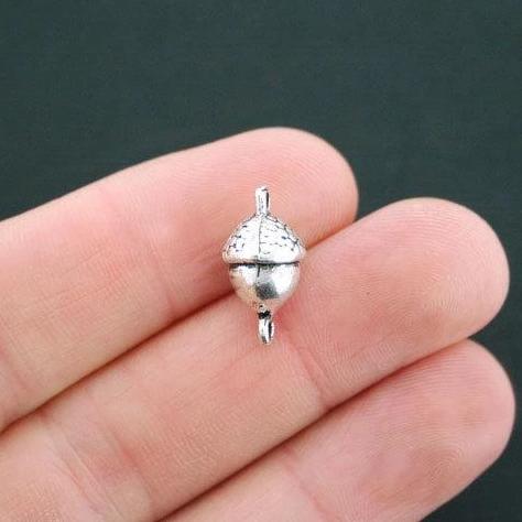 4 Acorn Connector Antique Silver Tone Charms 3D - SC4739