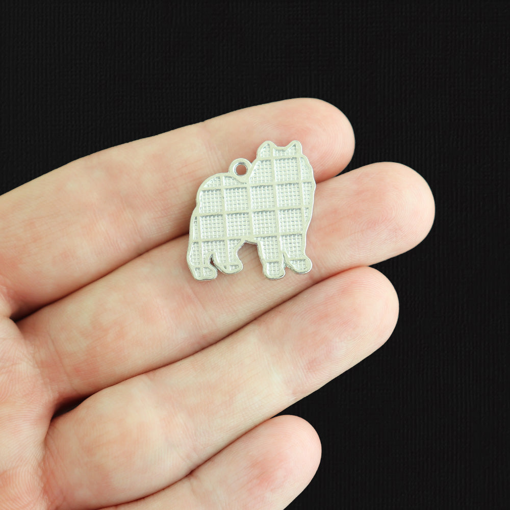 4 Akita Dog Silver Tone Enamel Charms - E1603