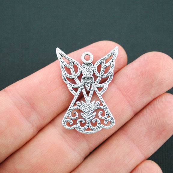 4 Angel Antique Silver Tone Charms - SC4977