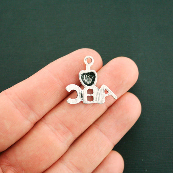 4 Apple Antique Silver Tone Charms - SC6812