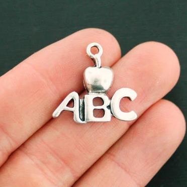 4 Apple Antique Silver Tone Charms - SC6812