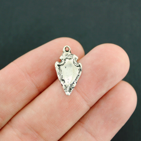 4 breloques de ton argent antique pointe de flèche 2 faces - SC7829
