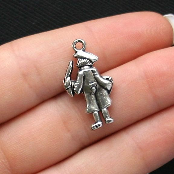 4 Artist Antique Silver Tone Charms 2 Sided - SC2053