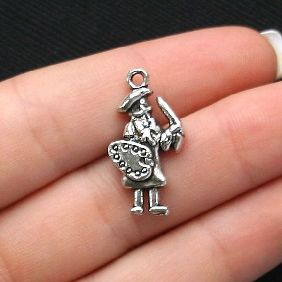 4 Artist Antique Silver Tone Charms 2 Sided - SC2053