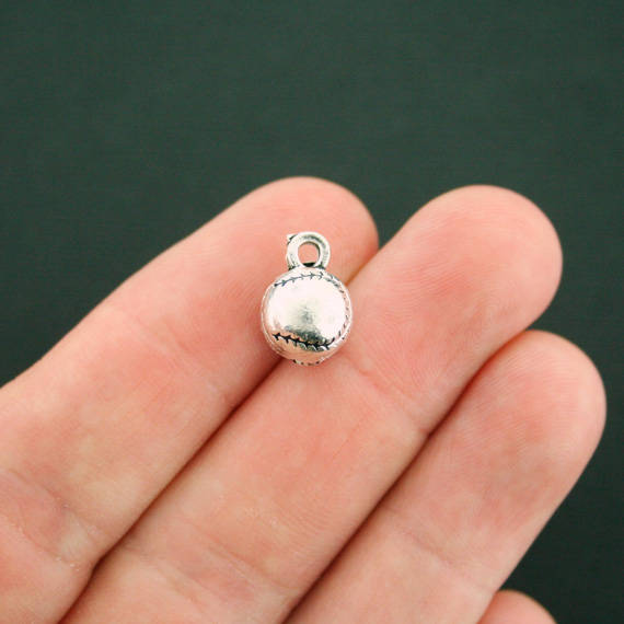 4 breloques argentées antiques de baseball 3D - SC5070