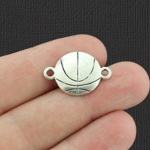 4 Basketball Connector Antique Silver Tone Charms - SC3133