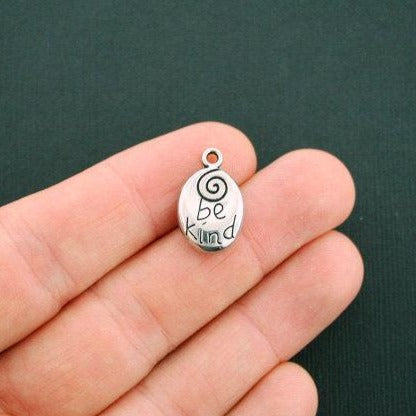 4 Be Kind Antique Silver Tone Charms 2 faces - SC5521