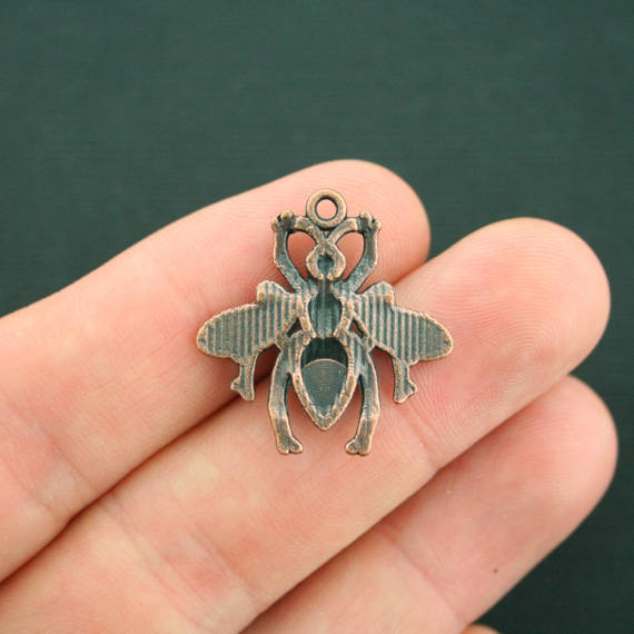 4 Bee Antique Copper Tone Charms - BC622