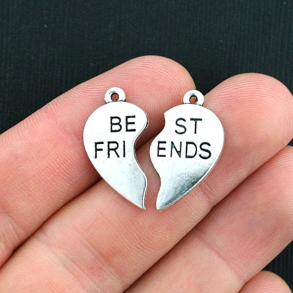 Ensemble de 2 breloques argentées antiques 4 Best Friends - SC3134