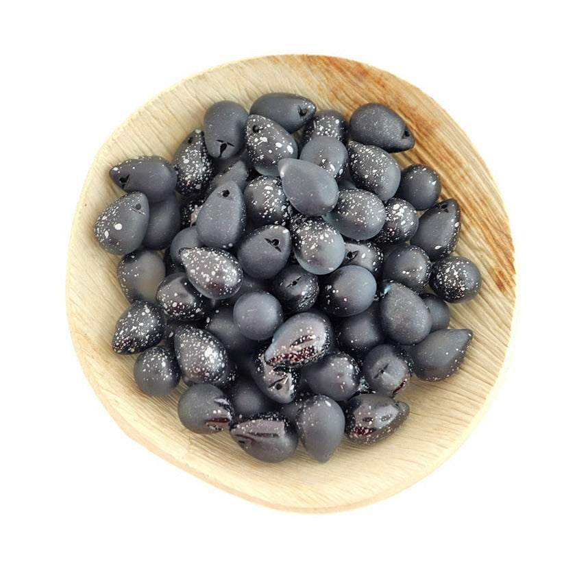 4 breloques en verre en forme de larme noire - Z311