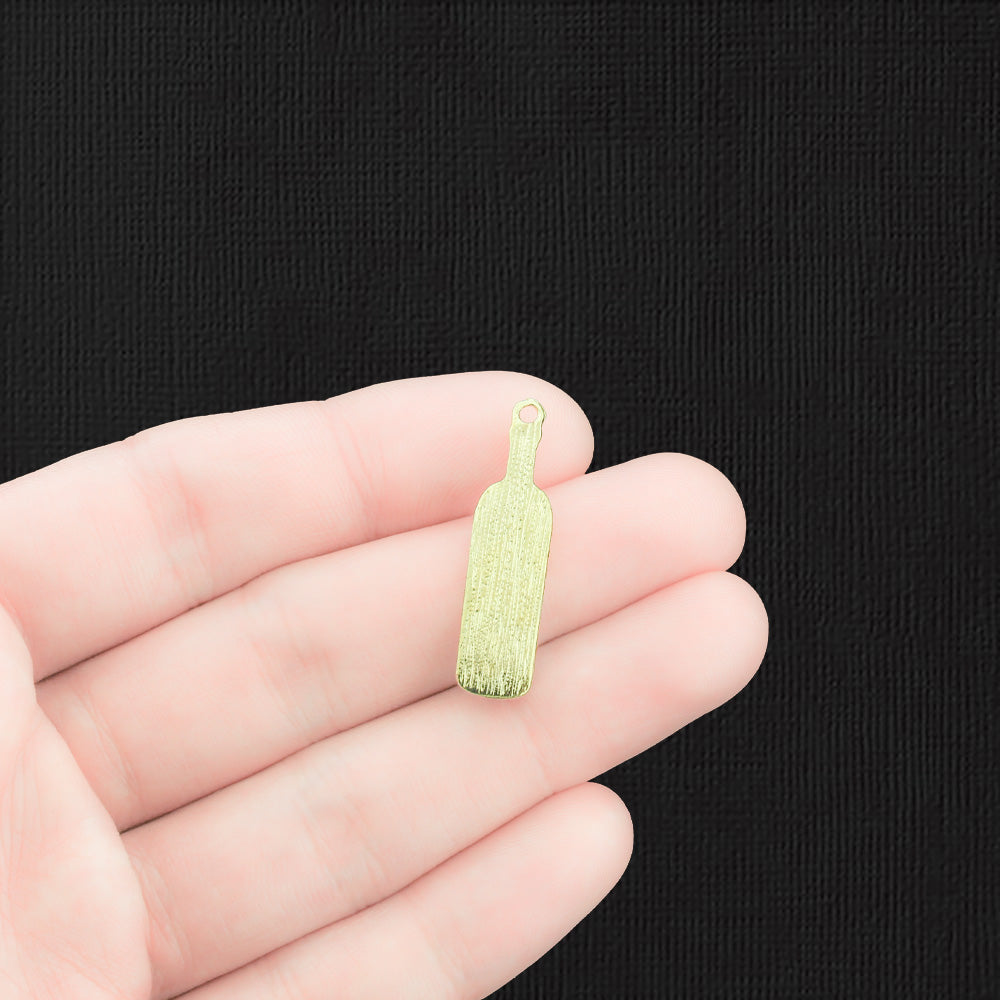 4 breloques en émail doré pour bouteille de vin noir - E1483