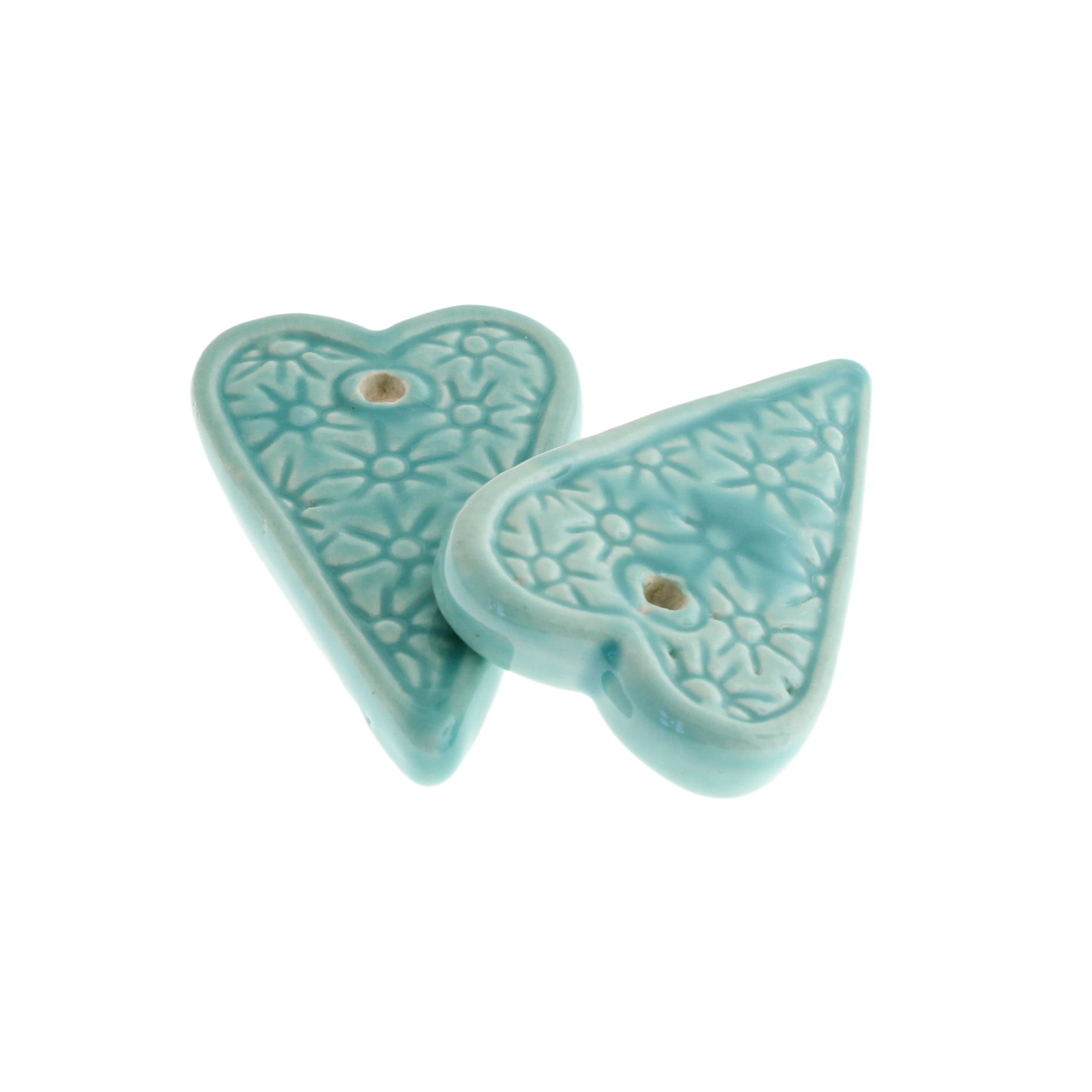 4 Blue Heart Ceramic Charms - Z248