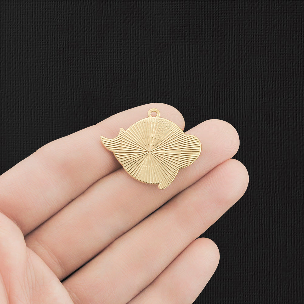 4 Blue Whale Gold Tone Enamel Charms - E243