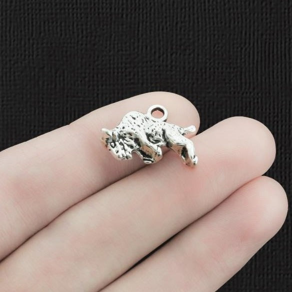 4 breloques argentées antiques Buffalo 3D - SC025