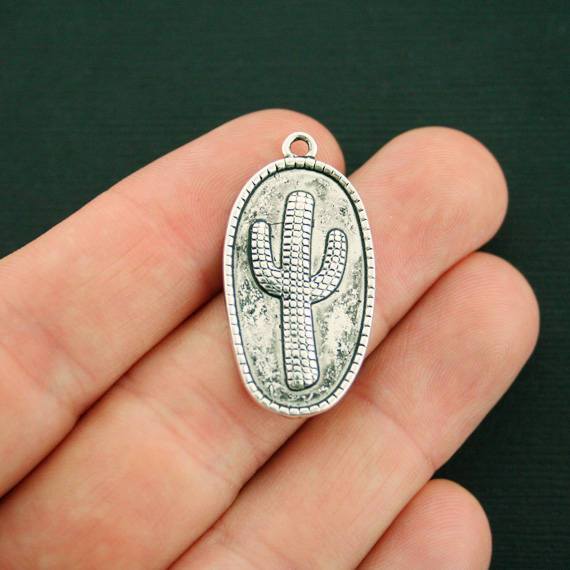 4 Cactus Antique Silver Tone Charms - SC7277