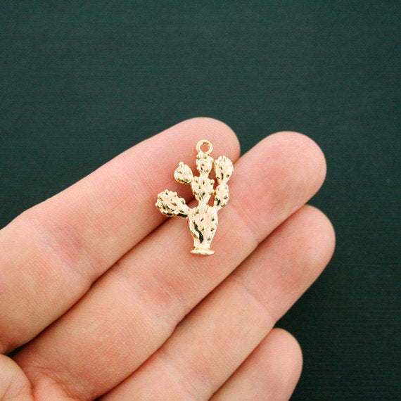 4 Cactus Gold Tone Charms 2 Sided - GC991