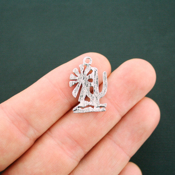 4 charmes de ton argent antique de soleil de cactus - SC1262