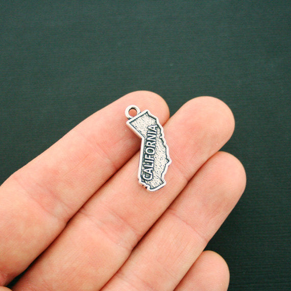 4 breloques argentées antiques de l'État de Californie 2 faces - SC6332