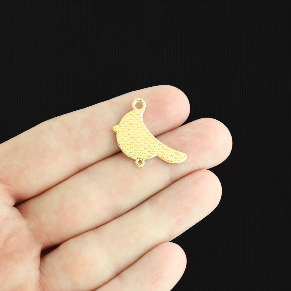 4 Cardinal Bird Connector Gold Tone Enamel Charms - E1558