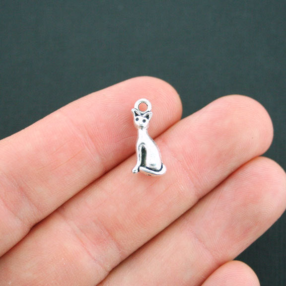 4 breloques chat argent antique 3D - SC4779