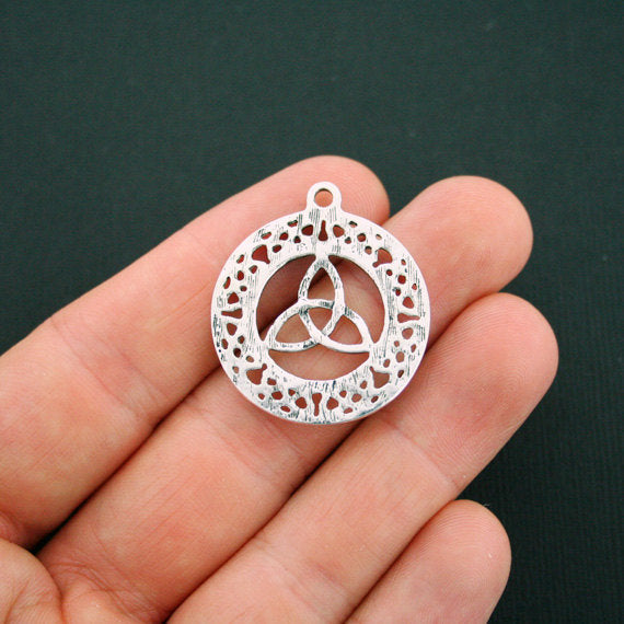 4 Celtic Knot Antique Silver Tone Charms - SC5633