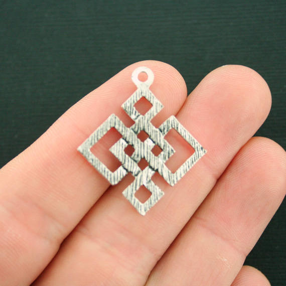 4 Celtic Knot Antique Silver Tone  Charms - SC7475