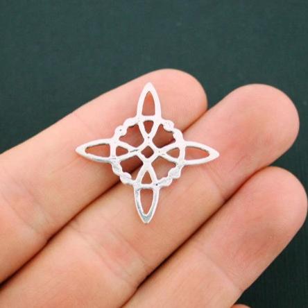 4 Celtic Knot Connector Antique Silver Tone Charms  - SC5625