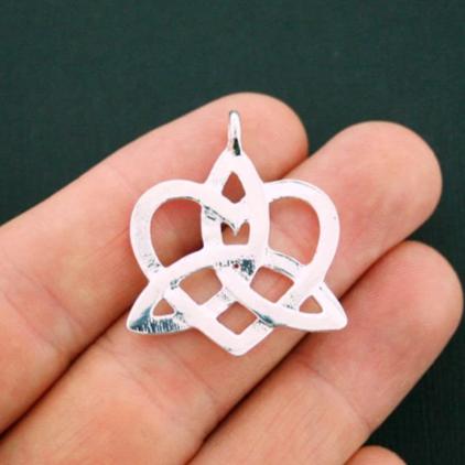 4 breloques de ton argent coeur noeud celtique 2 faces - SC5634