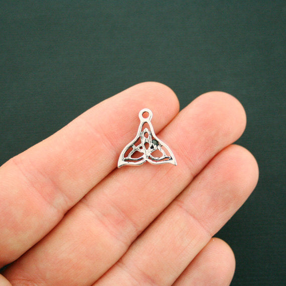 4 Celtic Knot Whale Tail Antique Silver Tone Charms - SC6225