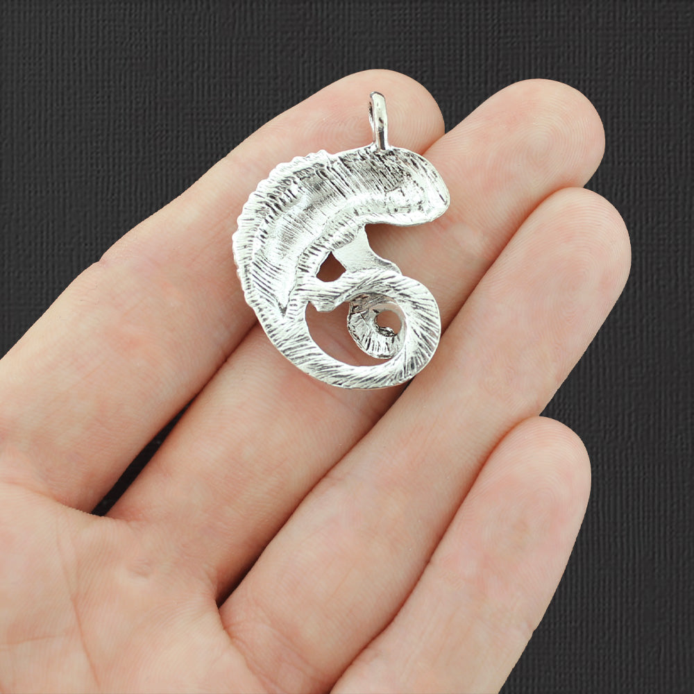 4 Chameleon Antique Silver Tone Charms - SC5867