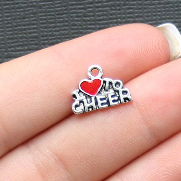4 Cheerleader Antique Silver Tone Enamel Charms - SC981
