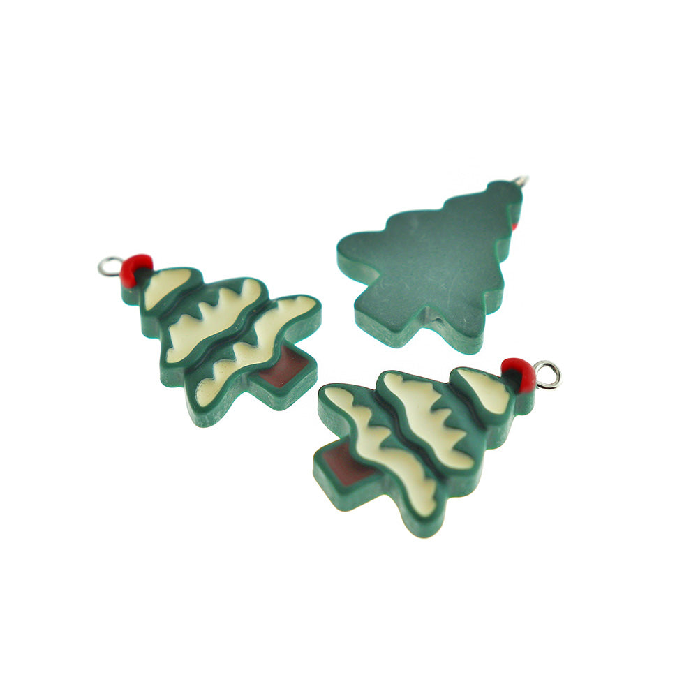 4 breloques sapin de Noël en résine - K649