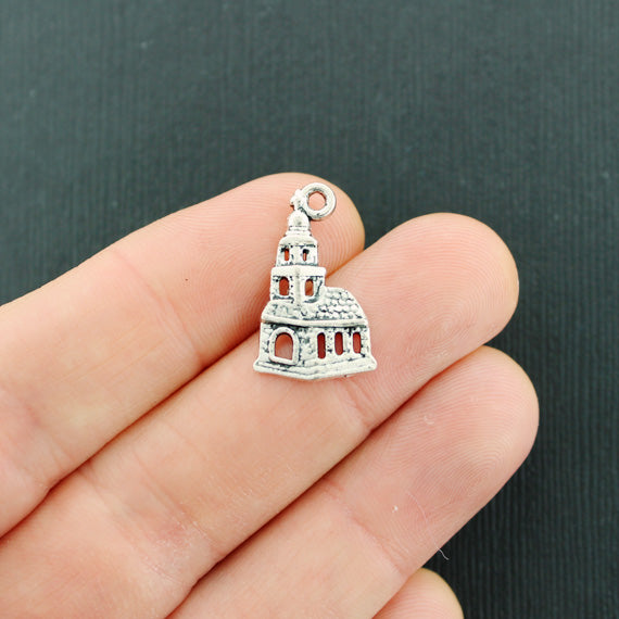 4 breloques argentées antiques d'église - SC2051