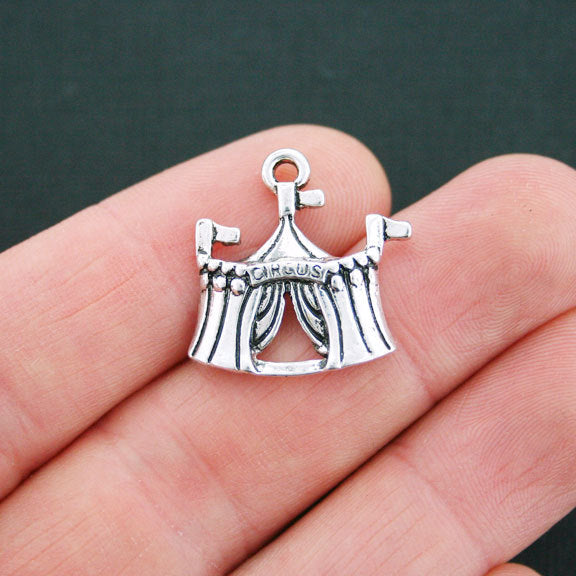 4 Circus Tent Antique Silver Tone Charms - SC5151