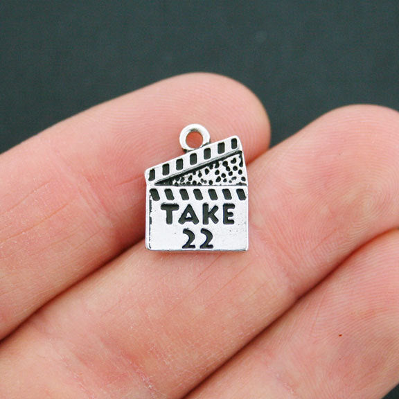 4 Clapper Board Antique Silver Tone Charms - SC5237