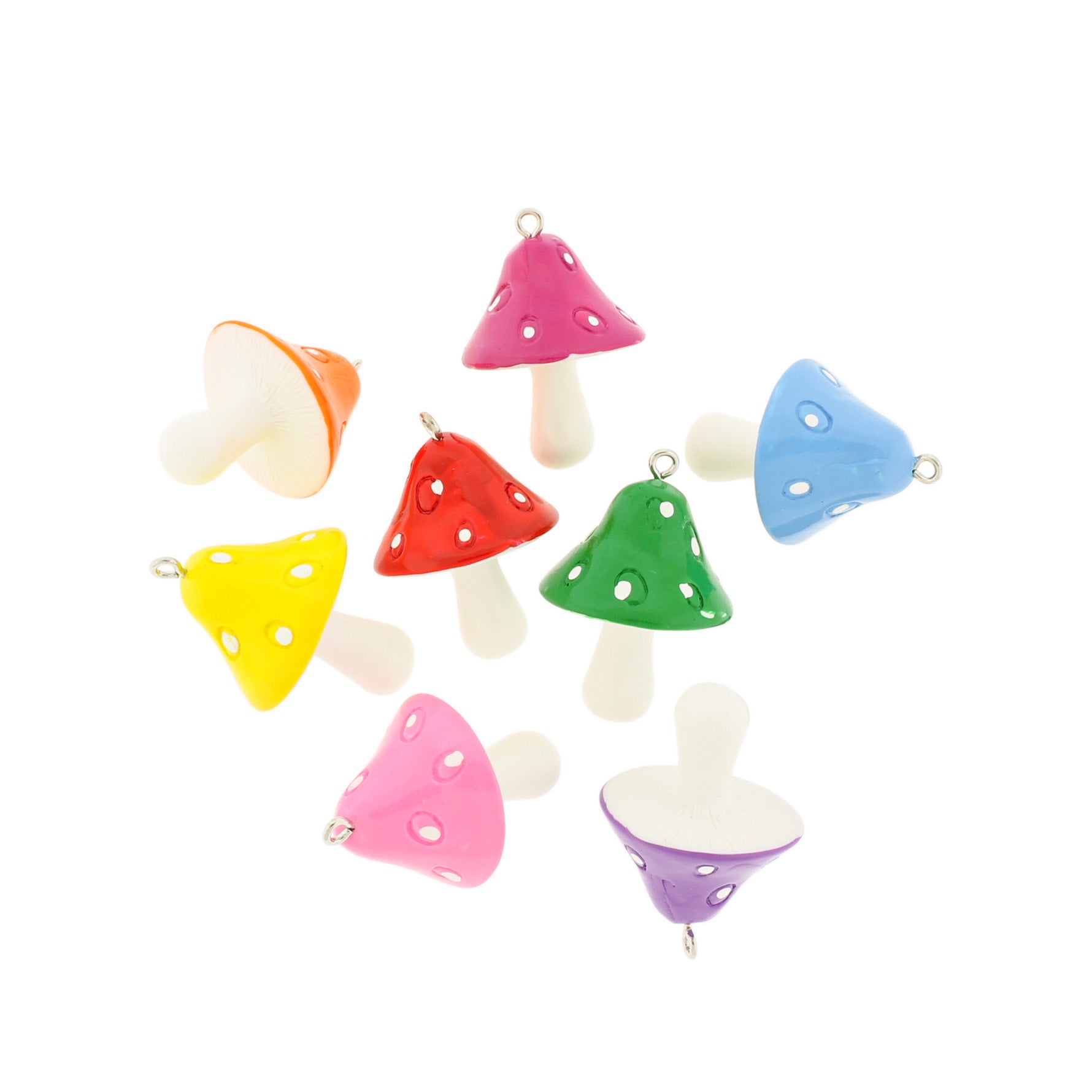 4 Colorful Mushroom Resin Charms - E106