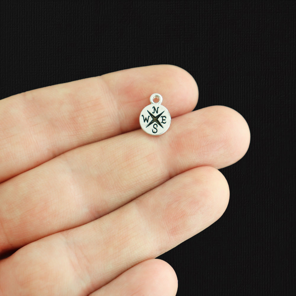 4 breloques argentées antiques boussole - SC1103