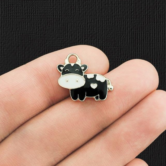 4 Cow Gold Tone Enamel Charms - E1157