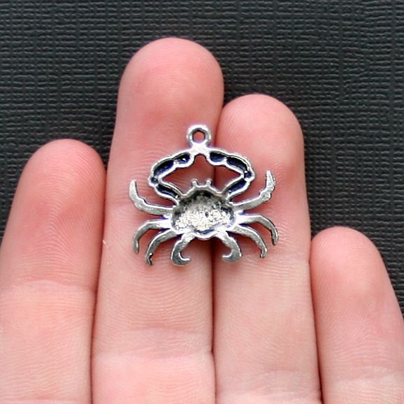 4 Crab Antique Silver Tone Charms - SC2220